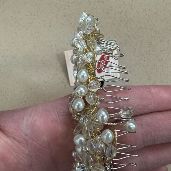 Giselle Bridals Women’s Clear and Solid White Multi Sizes Two Tone Bridal Headba - Picture 6 of 6